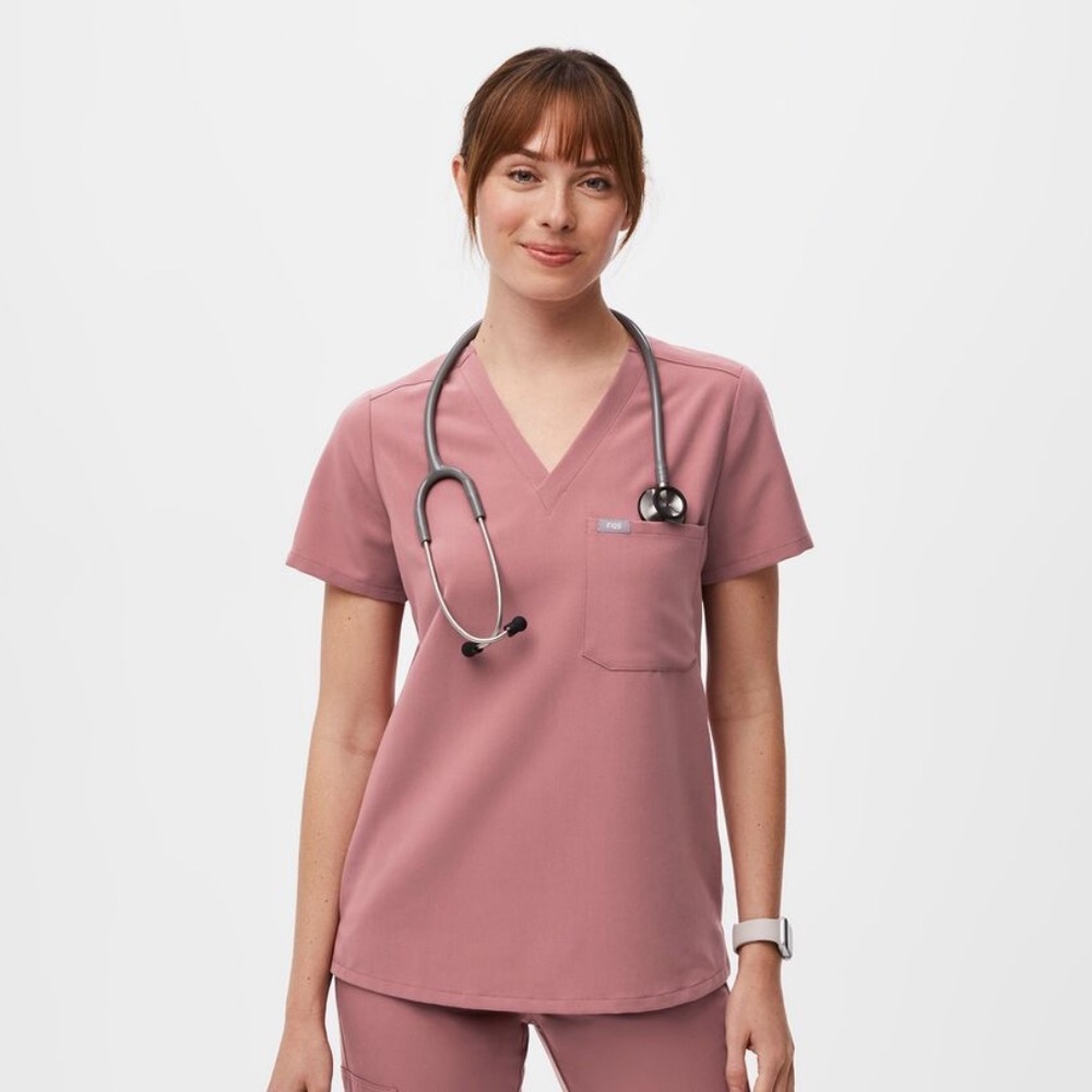 FIGS Catarina One Pocket Scrub Top - Mauve
